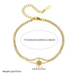 Delicate tennis chain diamond star two layer stainless steel bracelet