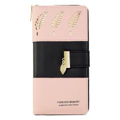 Korean-style Spliced Color Hollow Leaf Wallet for Women