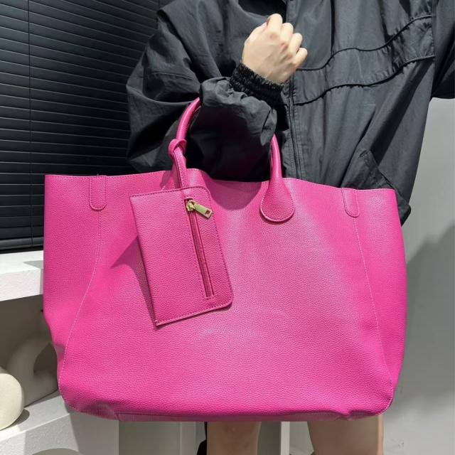 Hot Selling Women's Fashionable Soft Leather Tote Bag Large Capacity Solid Color handbag