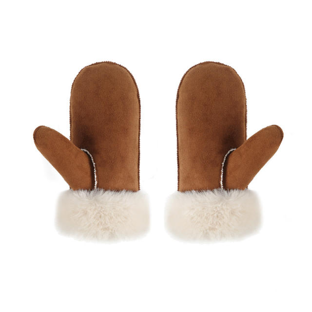 Autumn Winter Suede Hat Plush Thickened Ear Protection Hat Warm Rabbit Fur Gloves Outdoor Cold Protection suit