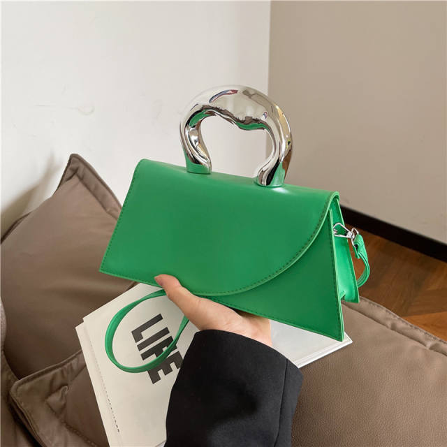 Contrast Color Casual Women's Texted Metal Hand Shoulder Crossbody Small Square Bag