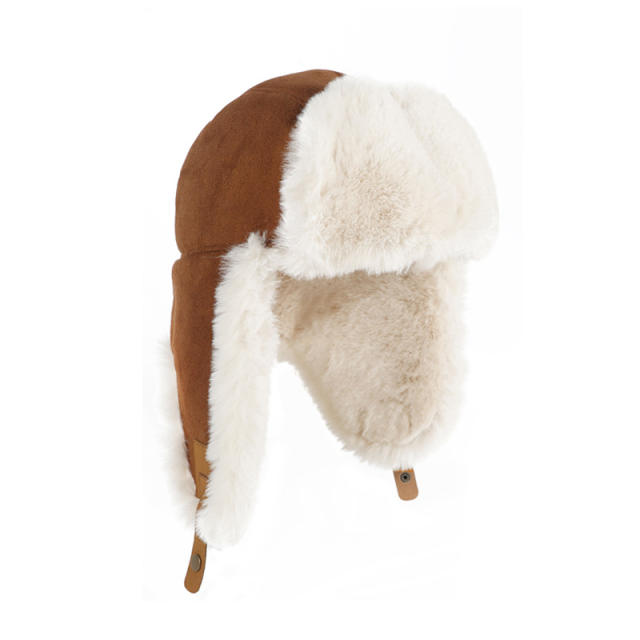 Autumn Winter Suede Hat Plush Thickened Ear Protection Hat Warm Rabbit Fur Gloves Outdoor Cold Protection suit