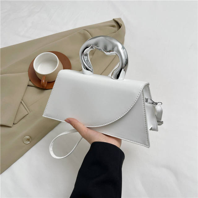 Contrast Color Casual Women's Texted Metal Hand Shoulder Crossbody Small Square Bag