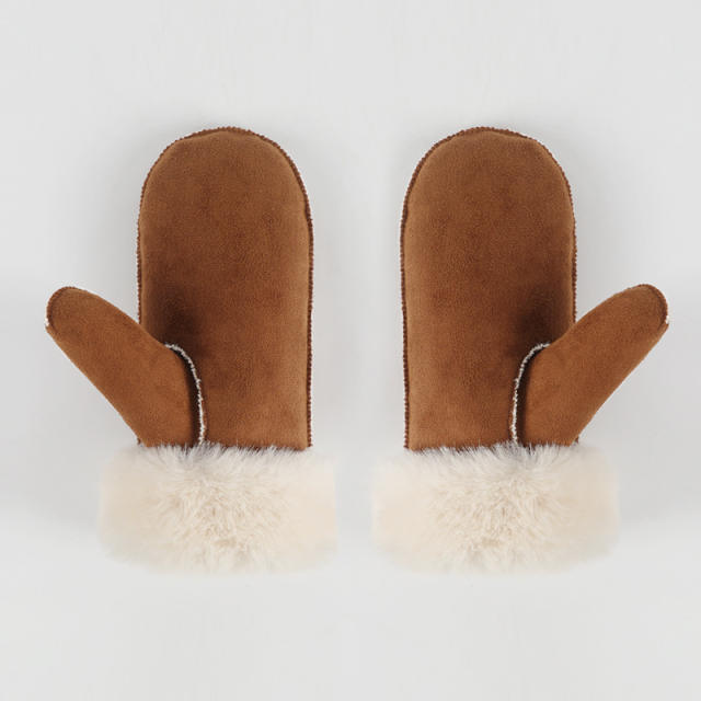 Autumn Winter Suede Hat Plush Thickened Ear Protection Hat Warm Rabbit Fur Gloves Outdoor Cold Protection suit