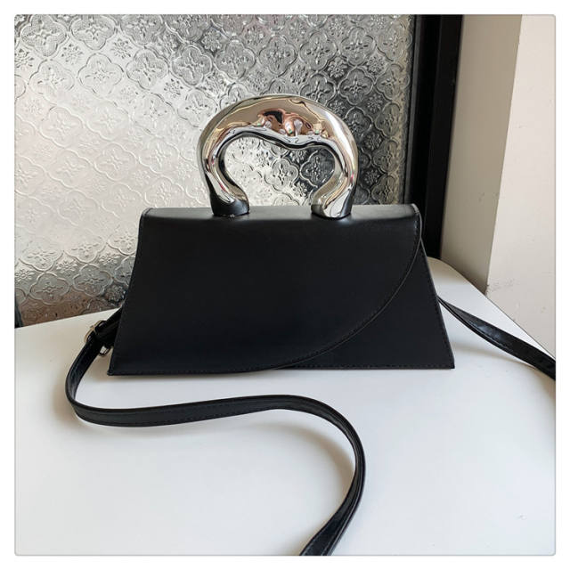 Contrast Color Casual Women's Texted Metal Hand Shoulder Crossbody Small Square Bag