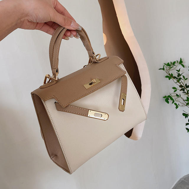 Palm Print 2025 New Kelly Bag Medium Color Contrast Shoulder bag
