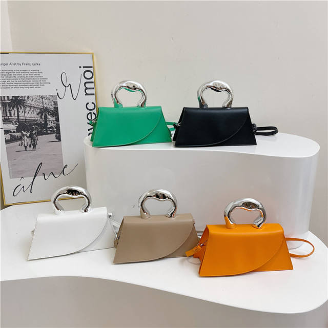 Contrast Color Casual Women's Texted Metal Hand Shoulder Crossbody Small Square Bag