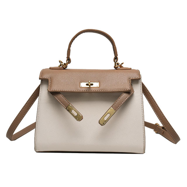 Palm Print 2025 New Kelly Bag Medium Color Contrast Shoulder bag
