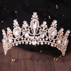 Delicate colorful glass cystal statement wedding hair crown