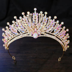 Luxury colorful glass crystal statement wedding birthday hair crown