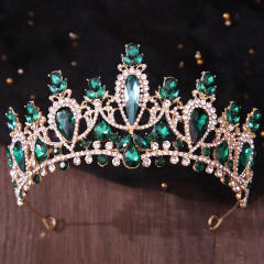 Delicate colorful glass cystal statement wedding hair crown