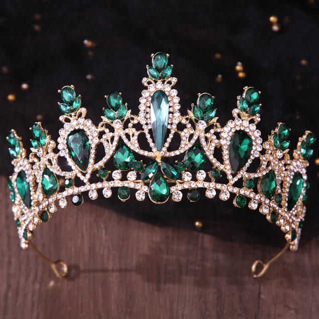 Delicate colorful glass cystal statement wedding hair crown