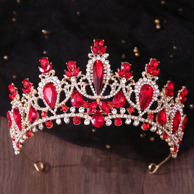 Delicate colorful glass cystal statement wedding hair crown