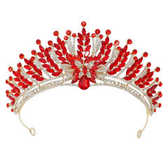 Luxury colorful glass crystal statement wedding birthday hair crown