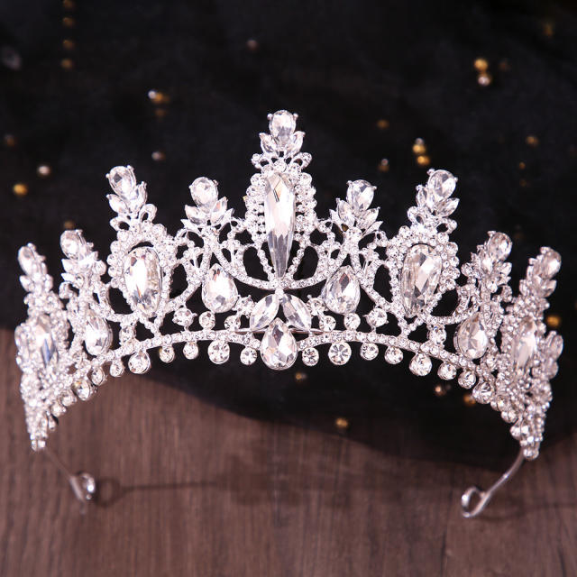 Delicate colorful glass cystal statement wedding hair crown