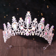 Delicate colorful glass cystal statement wedding hair crown