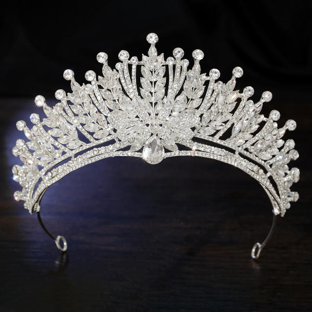 Luxury colorful glass crystal statement wedding birthday hair crown