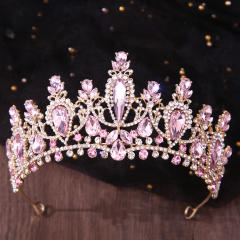 Delicate colorful glass cystal statement wedding hair crown