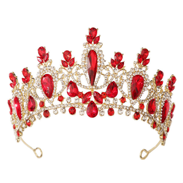 Delicate colorful glass cystal statement wedding hair crown