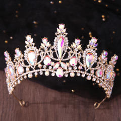 Delicate colorful glass cystal statement wedding hair crown