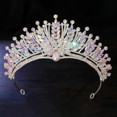 Luxury colorful glass crystal statement wedding birthday hair crown