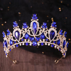 Delicate colorful glass cystal statement wedding hair crown
