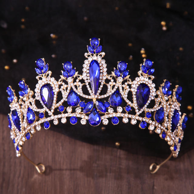 Delicate colorful glass cystal statement wedding hair crown