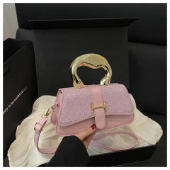 Trendy New Women's Large-Capacity Simple Textured Metal Handbag Shoulder bag