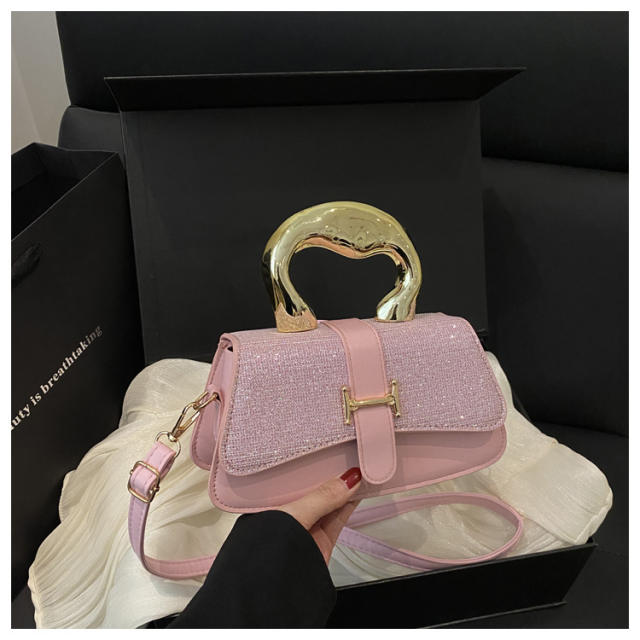 Trendy New Women's Large-Capacity Simple Textured Metal Handbag Shoulder bag