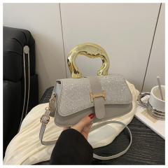 Trendy New Women's Large-Capacity Simple Textured Metal Handbag Shoulder bag