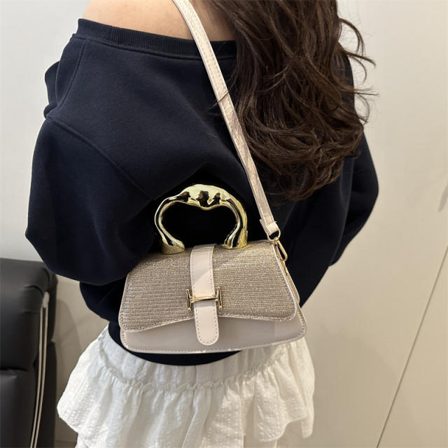 Trendy New Women's Large-Capacity Simple Textured Metal Handbag Shoulder bag