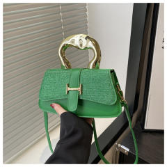 Trendy New Women's Large-Capacity Simple Textured Metal Handbag Shoulder bag