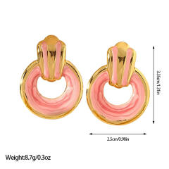 Geometric color enamel circle stainless steel earrings