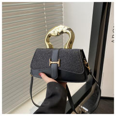 Trendy New Women's Large-Capacity Simple Textured Metal Handbag Shoulder bag