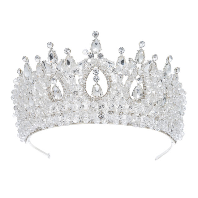 Delicate handmade colorful crystal bead wedding hair crown