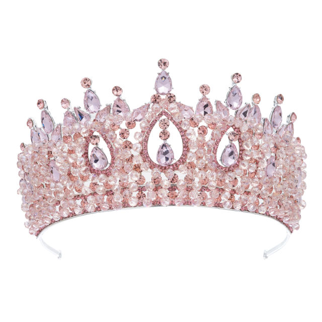 Delicate handmade colorful crystal bead wedding hair crown