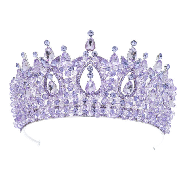 Delicate handmade colorful crystal bead wedding hair crown