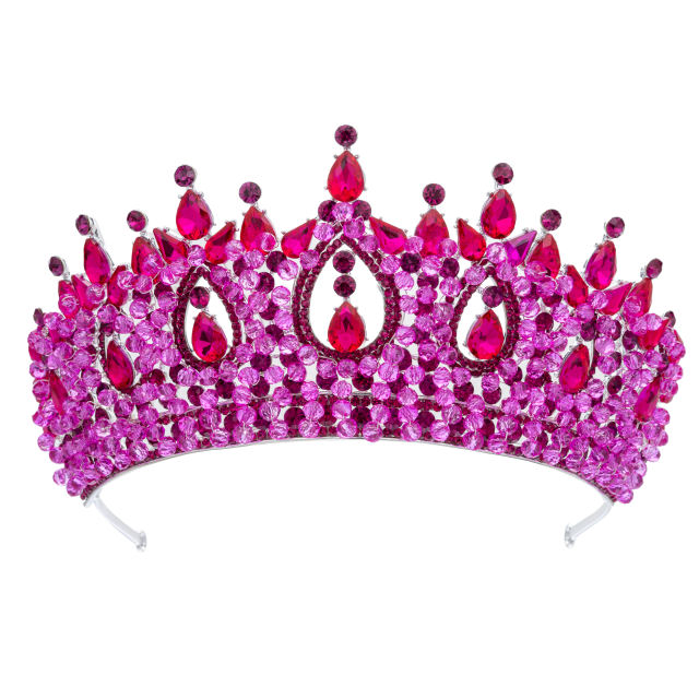 Delicate handmade colorful crystal bead wedding hair crown