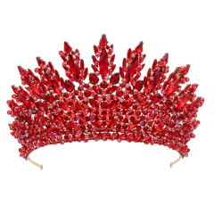 Delicate handmade colorful crystal bead wedding hair crown party queen hair accessory