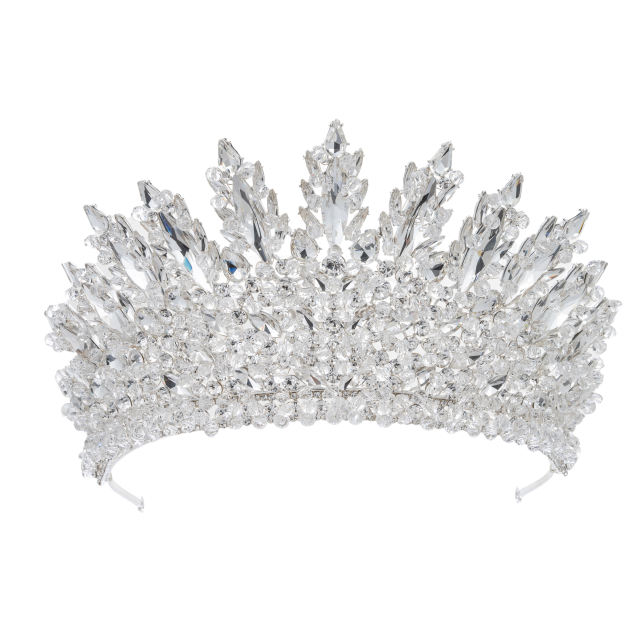 Delicate handmade colorful crystal bead wedding hair crown party queen hair accessory