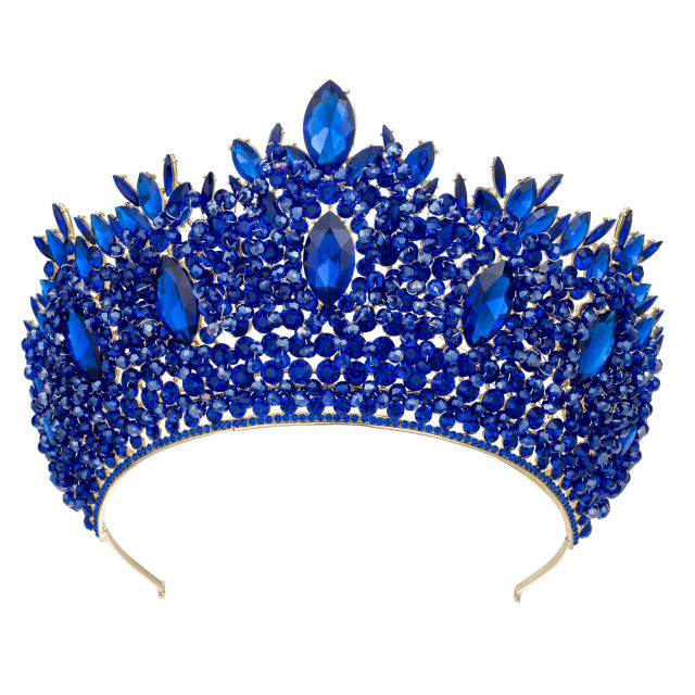 Luxury handmade colorful crystal bead tall hair crown wedding crown for women