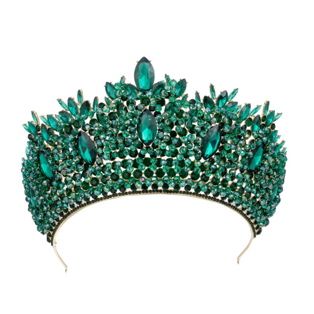 Luxury handmade colorful crystal bead tall hair crown wedding crown for women