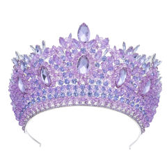 Luxury handmade colorful crystal bead tall hair crown wedding crown for women