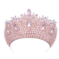 Luxury handmade colorful crystal bead tall hair crown wedding crown for women