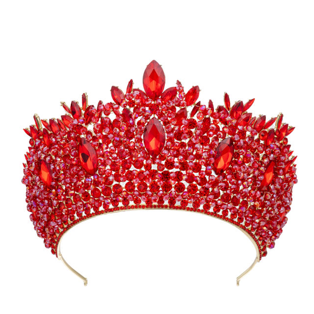 Luxury handmade colorful crystal bead tall hair crown wedding crown for women