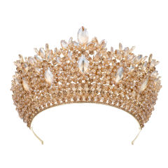 Luxury handmade colorful crystal bead tall hair crown wedding crown for women