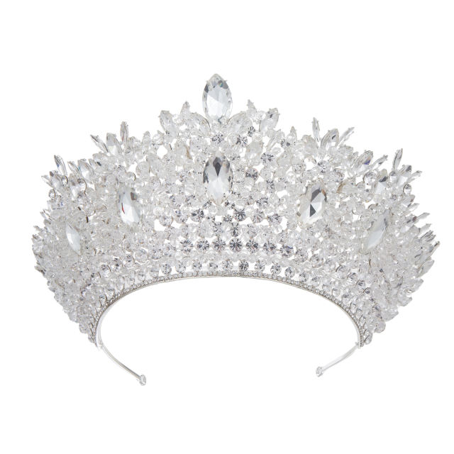 Luxury handmade colorful crystal bead tall hair crown wedding crown for women