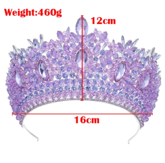 Luxury handmade colorful crystal bead tall hair crown wedding crown for women