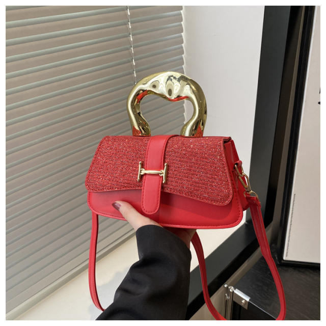 Trendy New Women's Large-Capacity Simple Textured Metal Handbag Shoulder bag