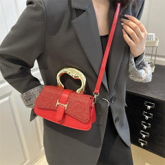Trendy New Women's Large-Capacity Simple Textured Metal Handbag Shoulder bag